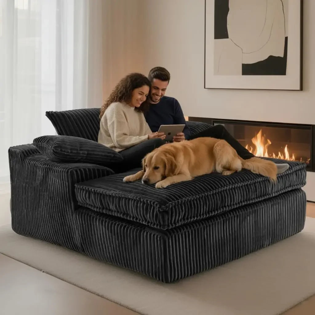 High-end Light Luxury Hot-selling Boneless Sofa Vacuum Compression Sofa Corduroy Retro Fabric Sofa