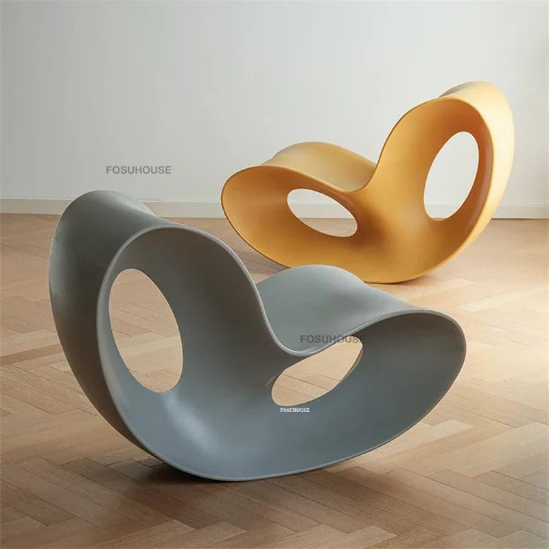 European Plastic Living Room Chairs Creative Rocking Chair Design Lounge Chair Living Room Furniture Single Sofa Chair SK7A