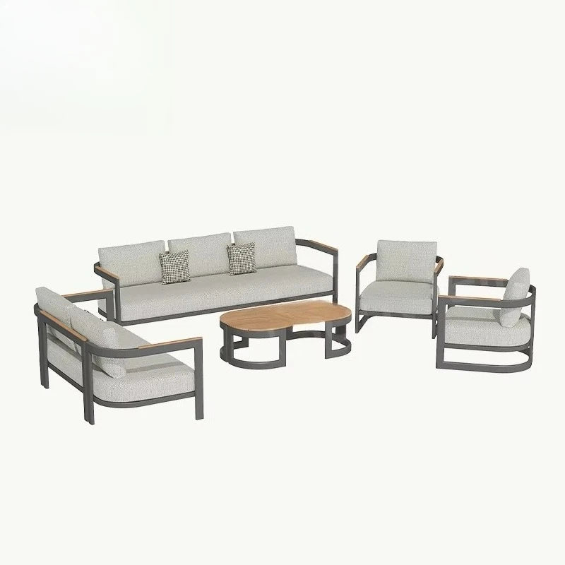 Modern Hotel Villa Outside Wear-Resistant Aluminum Frame Garden Sofa Outdoor Patio Furniture Sofas Set With Waterproof Cushion