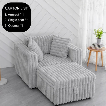 44.9-inch soft light gray single sofa with storage space, 30.7 "ottoman, very comfortable and stylish
