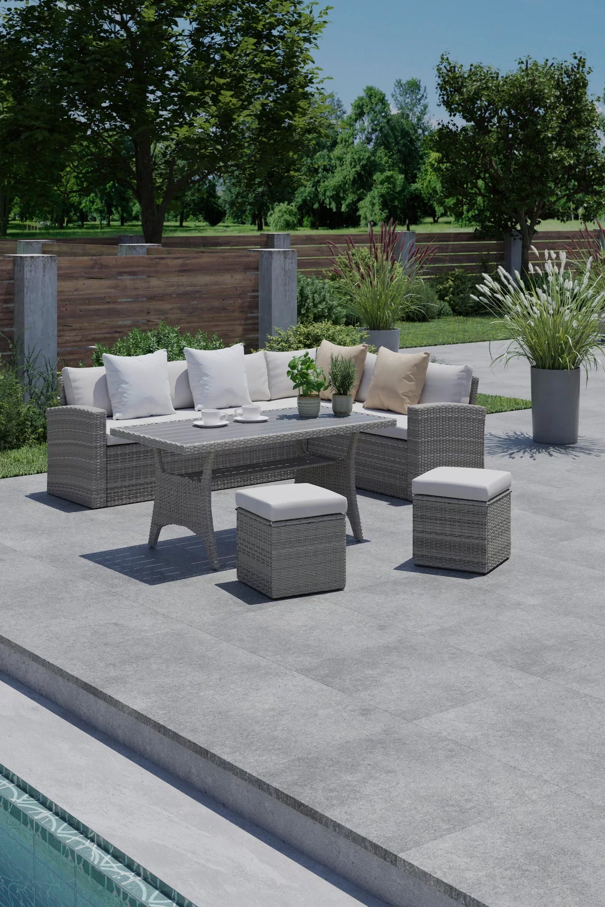 Modern Outdoor Furniture Set Terrace Backyard Sofas Living Room Hotel Bedroom Park Courtyard Hall Apartment Durable PE