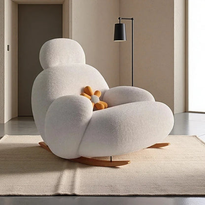 Nordic Bedroom Creamy Velvet Rocking Lounge Chair,living Room Balcony,rotatable Single Person Large White Bear Leisure Chair