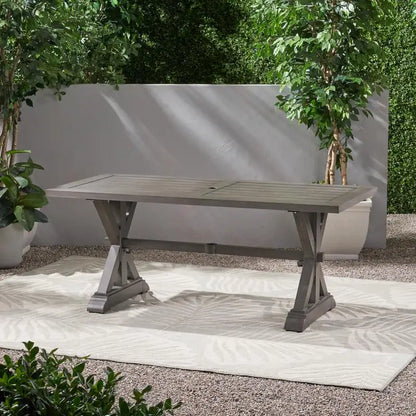 Modern Aluminum Dining Table, Dark Gray Outdoor Furniture, Sleek Design for Patio and Garden, Weather-Resistant, Ideal for
