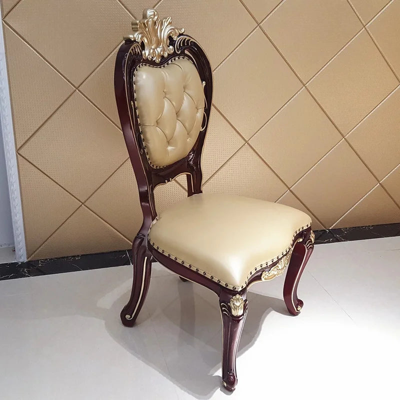 European Style Marble Dining Table Chair Set All Solid Wood Carved for 6-8 People for Restaurant Small Household Hotel
