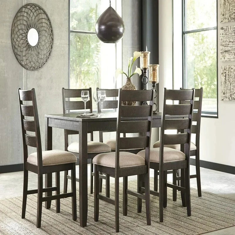 20" Dining Room Table Set with 6 Upholstered Chairs - Beautifully Crafted, Easy to Assemble