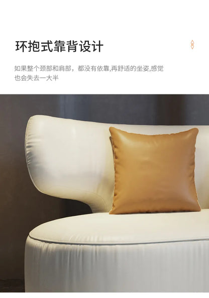 Light luxury first-layer cowhide curved sofa small apartment living room