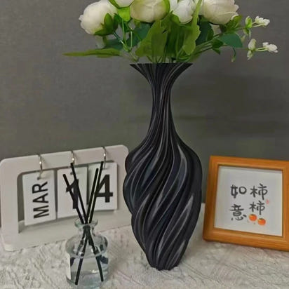 Modern Style Vase Room Decoration Plastic Flower Vase Wihte Black Flower Bottle Aesthetic Floral Arrangement Display Vase