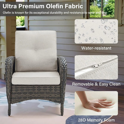 Patio Club Chair Wicker Chairs - Outdoor High Back Chair Set of 2 Patio Furniture Set Rattan Seating with Removable Cushi