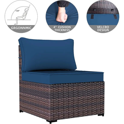 PatioLix Furniture Sets Outdoor Conversation Sofa 6 Piece Set, All-Weather High Back