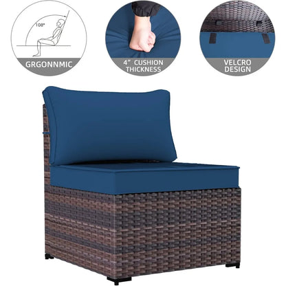 PatioLix Furniture Sets Outdoor Conversation Sofa 6 Piece Set, All-Weather High Back