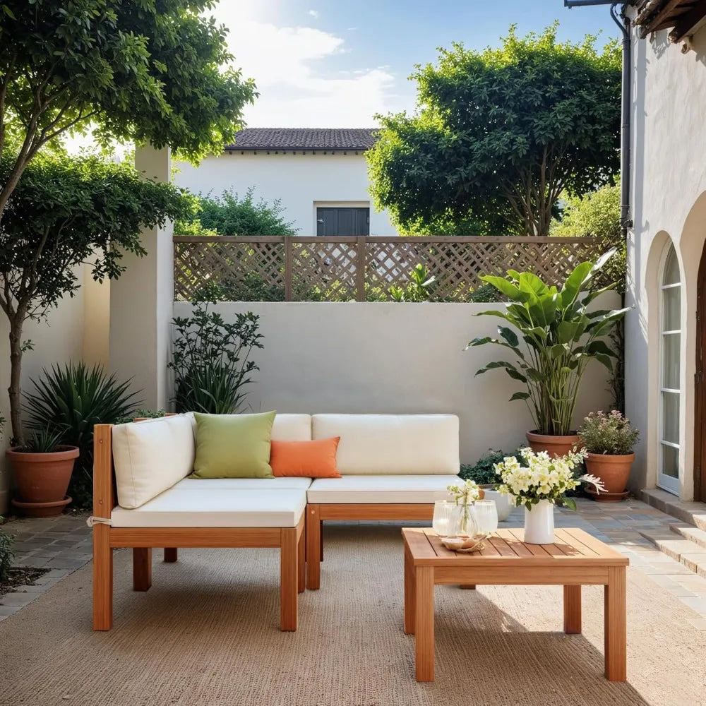 Garden Garden Furniture Outdoor Sofa Set Modern Home Style Teak Sofa with Coffee Table
