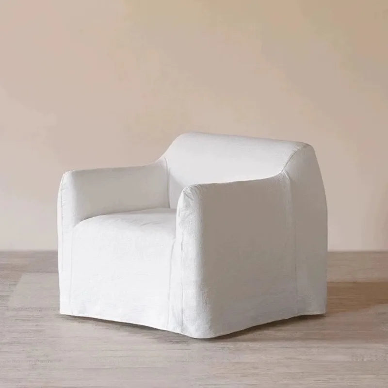 North American wabi style Japanese style white cream linen cotton and linen designer living room B & B straight