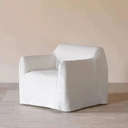 North American wabi style Japanese style white cream linen cotton and linen designer living room B & B straight
