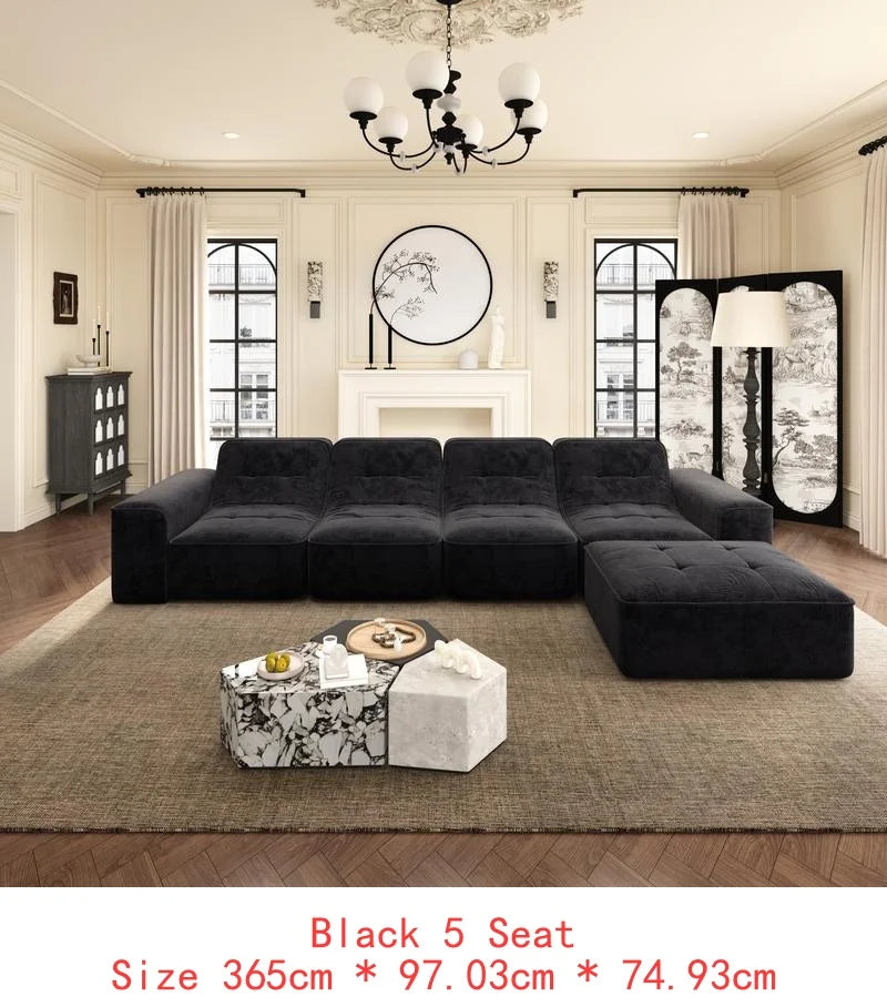 Modern Sparkling Chenille Fabric 83.6 Inch Modular 3-Seater Sectional Sofa Tufted Design Deep Seat Couch Ideal Divano Soggiorno