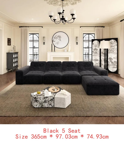 Modern Sparkling Chenille Fabric 83.6 Inch Modular 3-Seater Sectional Sofa Tufted Design Deep Seat Couch Ideal Divano Soggiorno