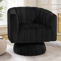 Mid-Century Swivel Barrel Chair with Armrests, Overstuffed Velvet, 360° Rotation, Suitable for Living Spaces，Customized