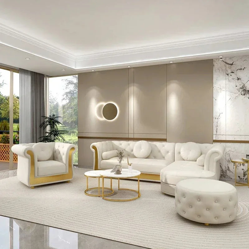 A Leather Sofa Luxury Couches L Shape Sofa Set Sectional Corner Modular Living Room Furniture sofa Set