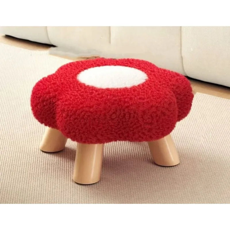 Small stool, household low stool, sofa stool, soft bag stool, living room coffee table stool, solid wood children's stool