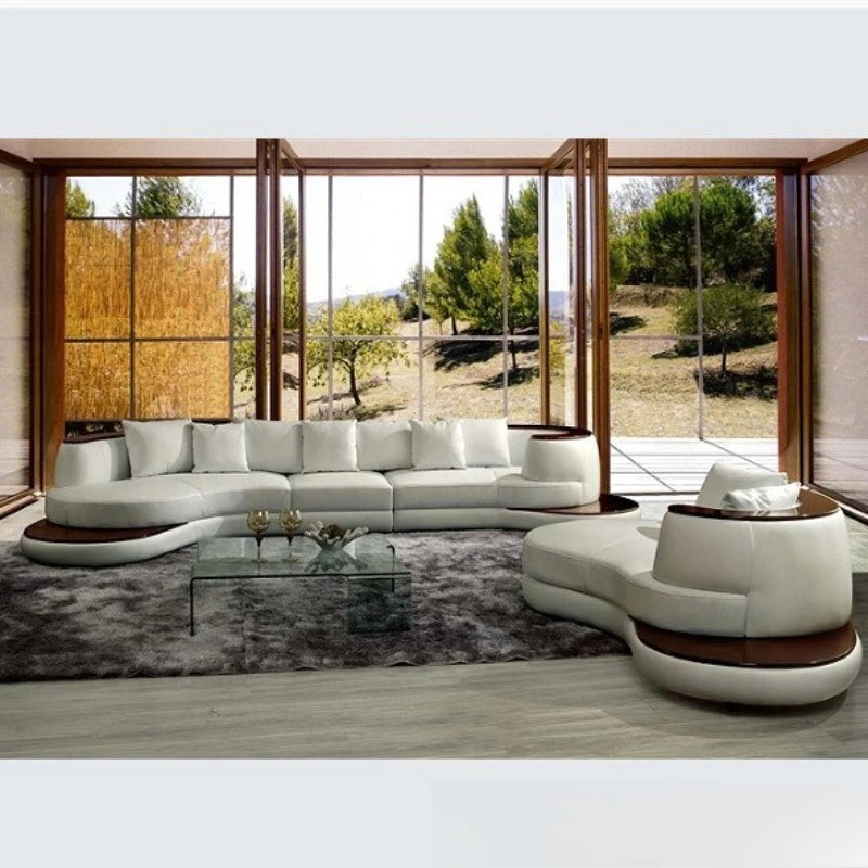 First layer cowhide sofa, creative curved leather sofa combination
