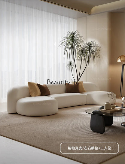 Italian Sofa Living Room Simple Fabric Affordable Luxury Fashion Special-Shaped Arc Cream Style Corner Combination