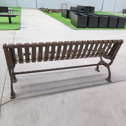 Public Outdoor Bench Steel Powder Coated Metal Resting Bench Outdoor Park Bench