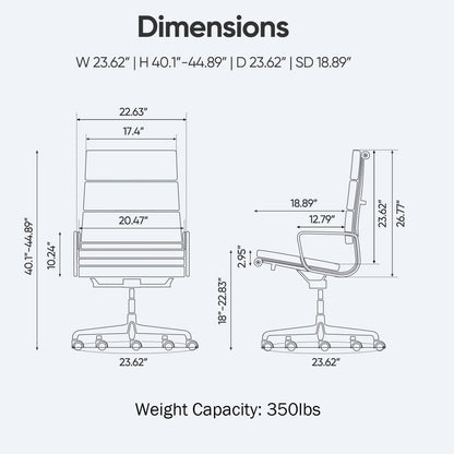 Classic Office Chair Genuine Leather Executive Desk with Lumbar Support Ergonomic Computer Chair with Aluminum Arms Office Room