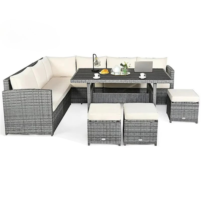 Modern Luxury Lounge Waterproof Patio Couch Sofa Garden Set Fire Pit Aluminum Wicker Rope Rattan Outdoor Furniture Set
