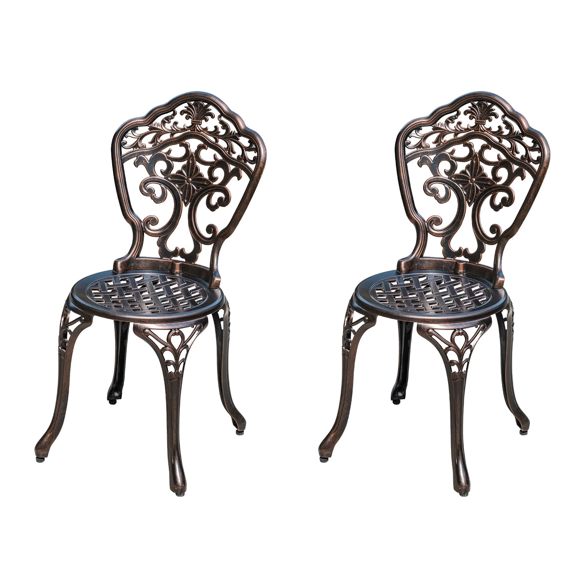 2-Piece Set Cast Aluminum Chairs Outdoor Chair Set Garden Chair Weather-Resistant Patio Metal Chair Bistro Chair