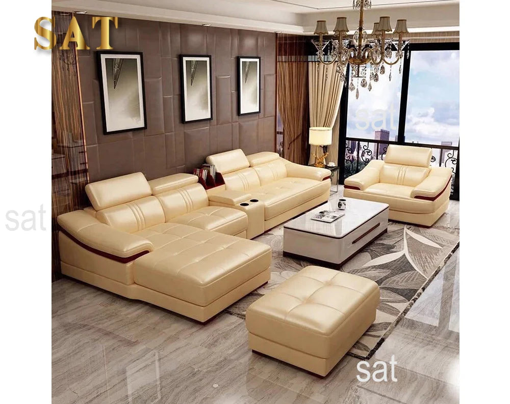 # Hot Sales Modern Sectional Sofa Multifunction Latex Cushion Sofa Leather L Shaped Living Sofa Set With Music Design