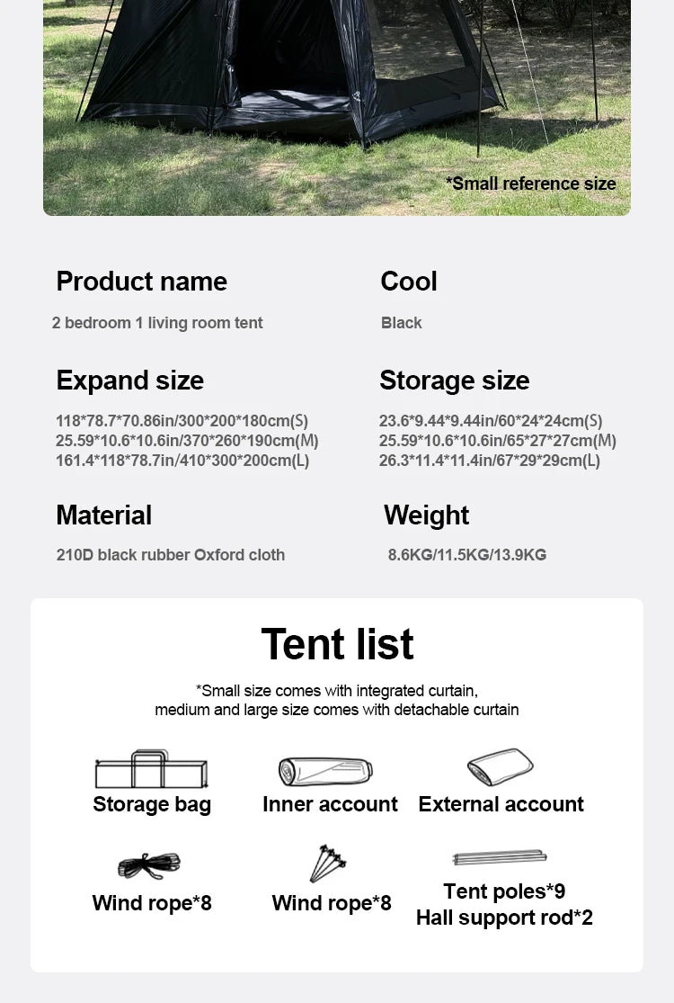Large 8-12 P Family Camping Tent Waterproof Double Layer 2 Room Spacious Cabin Tent with Rainfly Outdoor Portable Beach Fishing