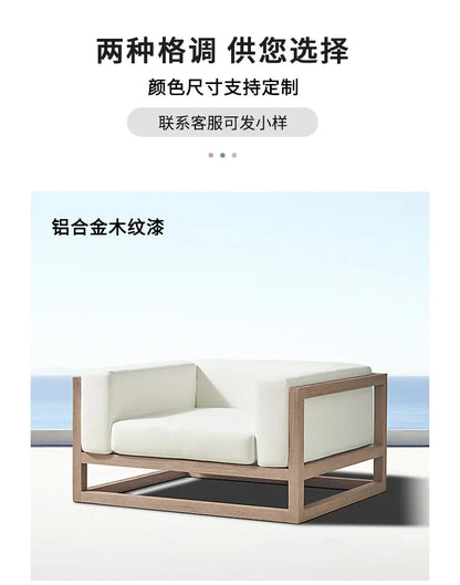 Nordic outdoor double sofa high-end teak villa hotel courtyard garden