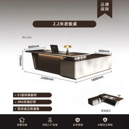 High Quality Light LuxuryOffice Desk Boss L Shaped Work Manager Computer Desks Executive Shelf Escritorio Oficina Furniture