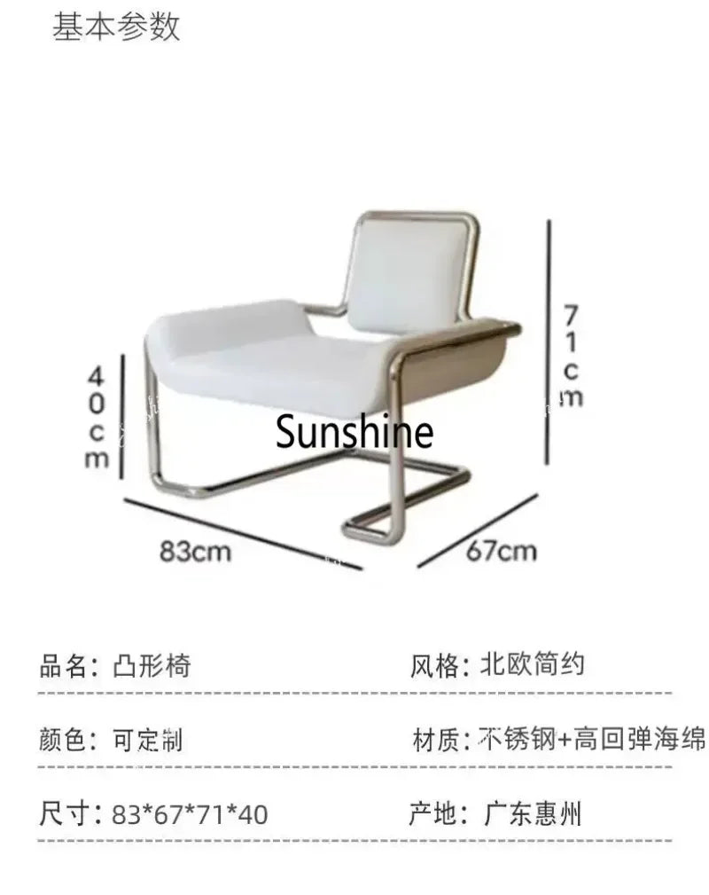Nordic medieval curved special-shaped convex chair stainless steel light luxury backrest single chairTJ