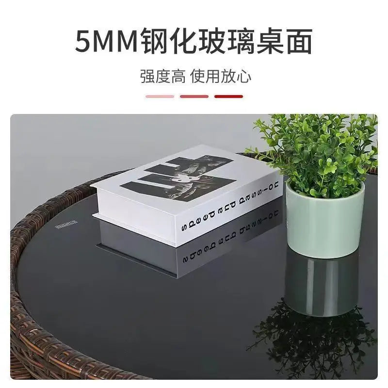 Balcony rattan chair three-piece outdoor courtyard combination small table and chair casual coffee table outdoor terrace rattan