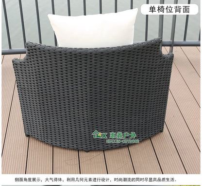 Outdoor leisure courtyard rattan chair five-piece combination outdoor villa open-air balcony creative storage home back chair