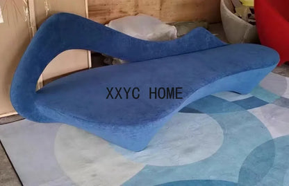 Italian Simple Fabric Leather Sofa Living Room and Sample Room Lobby Reception Arc Moon Sofa