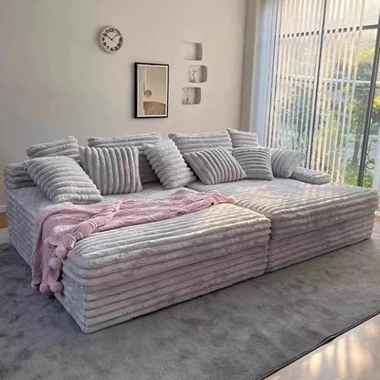Nordic Sofabed Vacuum Compression Sofa Bed Modern Simple Lazy Sofa Bed  Thick Strip Velvet Large Sofa Bed Living Room Furniture