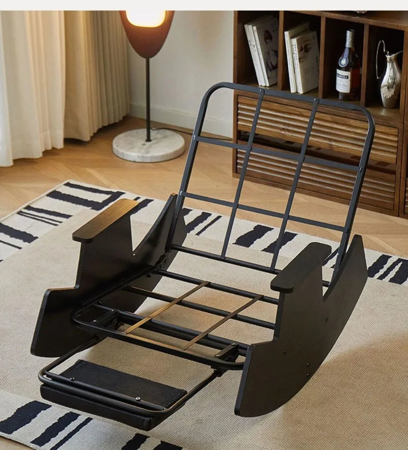 Solid Wood Rocking Chair Living Room Chaise Lounge Nordic Luxury Retro Balcony Single Lazy Sofa Chair Creative Home Decoration