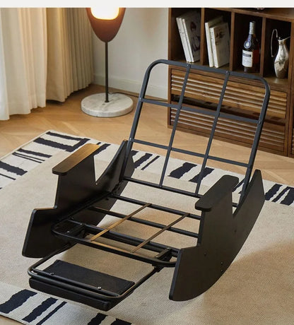 Solid Wood Rocking Chair Living Room Chaise Lounge Nordic Luxury Retro Balcony Single Lazy Sofa Chair Creative Home Decoration