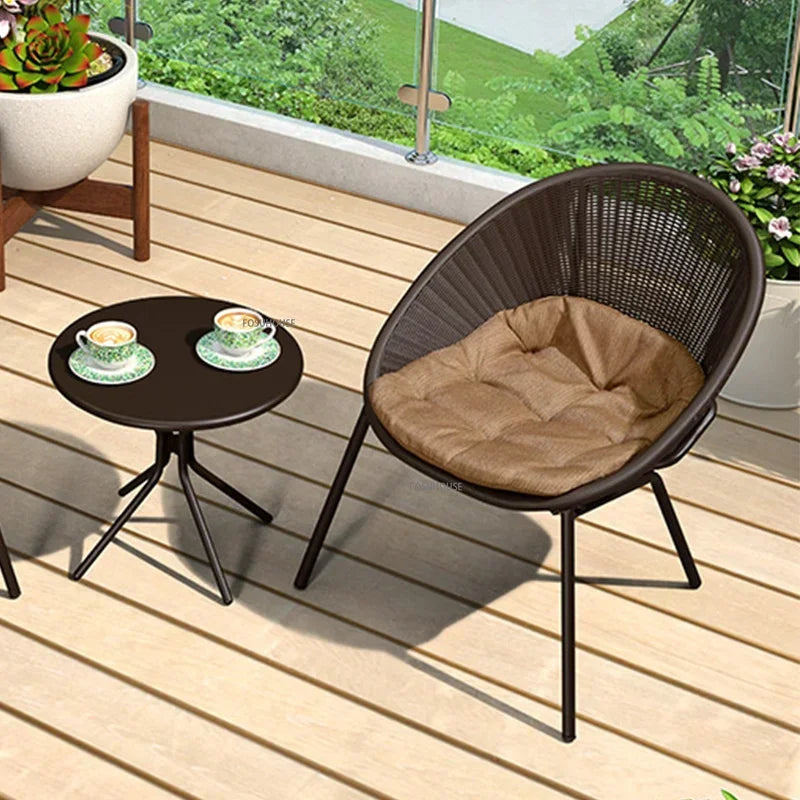 Outdoor Rattan Chair Garden Furniture Set Household Outdoor Balcony Leisure Table and Chair Three-piece Set Mini Coffee Table