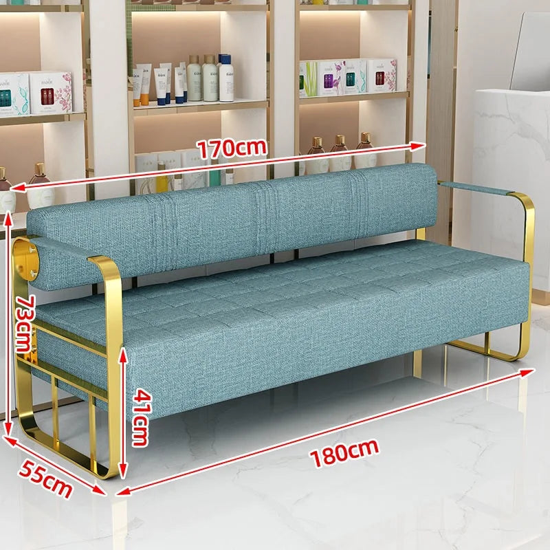 Famous Hair Salon Area Bench Hair Salon Waiting Light Luxury Stainless Steel Bar Sofa