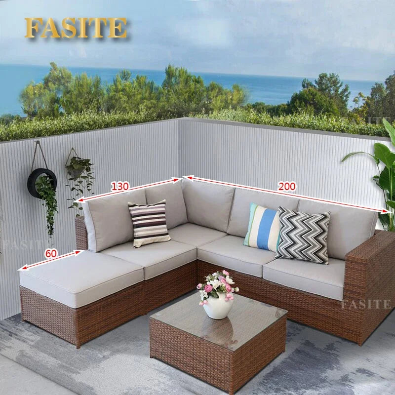 Outdoor rattan sofa combination U-shaped corner courtyard garden balcony hotel