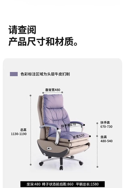 AOLIVIYA Top Layer Cowhide Electric Executive Chair for Home Office Comfortable Computer Swivel Chair Business President Reclini