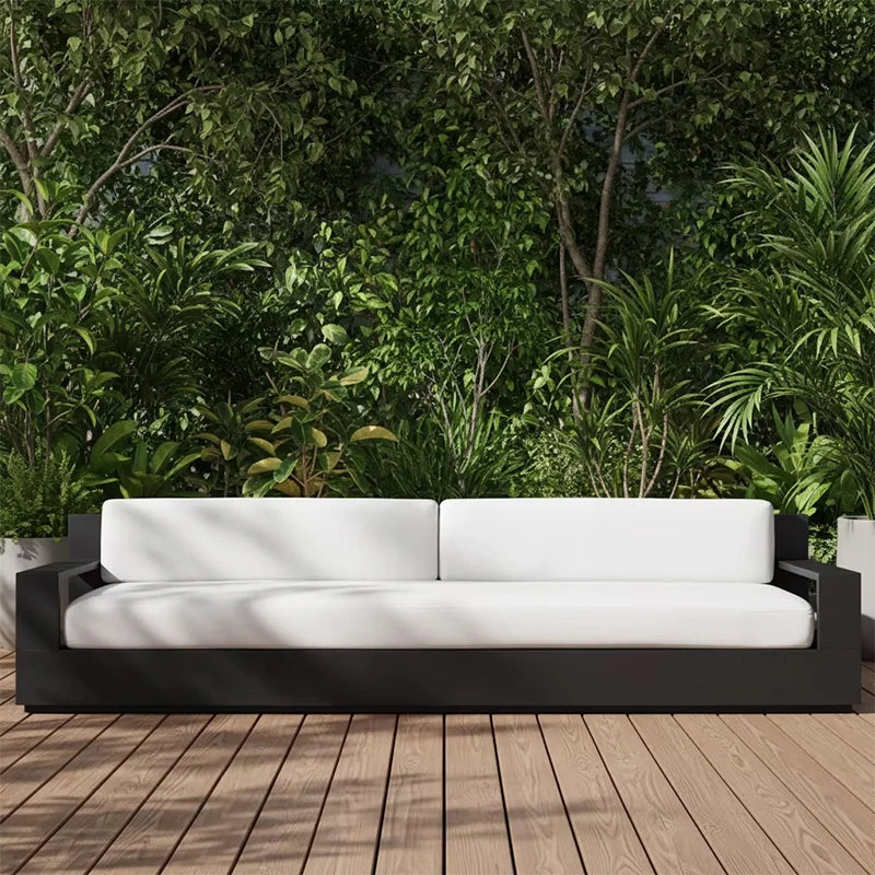 2-Seater Aluminum Outdoor Sofa Waterproof Patio Furniture, UV-Resistant Garden Lounge Chair - Customizable