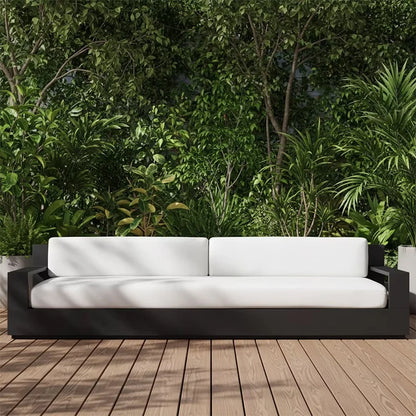 2-Seater Aluminum Outdoor Sofa Waterproof Patio Furniture, UV-Resistant Garden Lounge Chair - Customizable