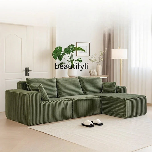 Tofu Block Compression Sofa One-piece Molded Sponge Frameless Corduroy Vacuum Compression Boneless Sofa