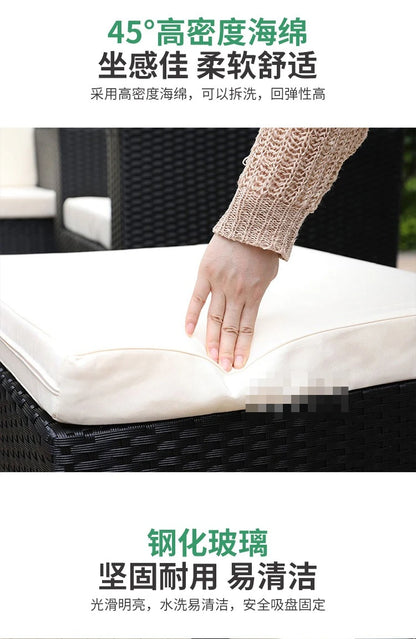 Outdoor courtyard, rattan sofa, booth, garden terrace, villa, rattan chair combination, leisure scenic spot, public place furnit