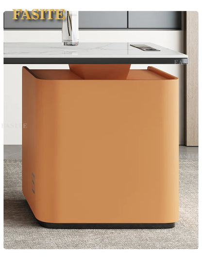 High end light luxury stone table, high-end office desk and chair combination, home L-shaped computer, high-end medical beauty