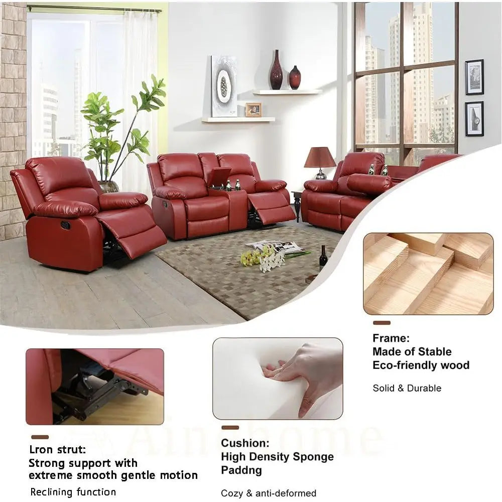 Living Room urniture Set Leather Recliner Soa Set Loveseat Chair urniture Soa Set or Living Room/Small Space/Rv/House/Oice/Theat