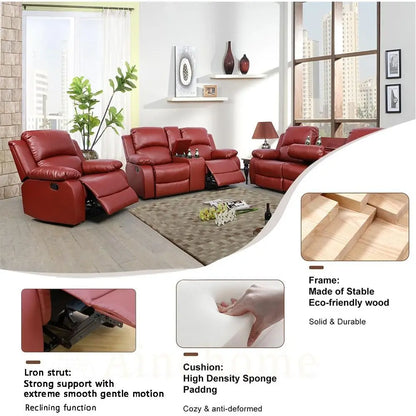 Living Room urniture Set Leather Recliner Soa Set Loveseat Chair urniture Soa Set or Living Room/Small Space/Rv/House/Oice/Theat